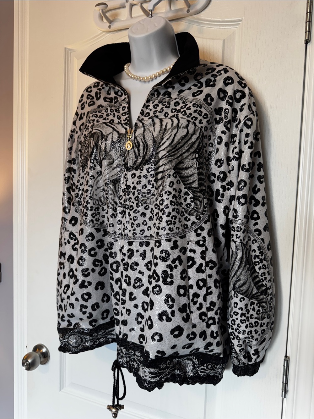 Christine Alexander Reversible Tiger Leopard Crystal Jacket